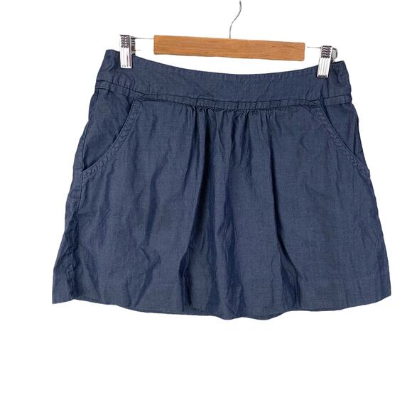 J Crew Denim Chambray Pleated Calvary Mini Skirt Blue 4 S Small - Picture 2 of 7